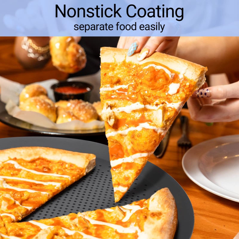 Beasea Pizza Pan 14 Inch, Perforated Pizza Pans with Holes, Heavy Duty Aluminum Alloy Round Pizza Crisper Pan Pizza Baking Tray Bakeware for Home Restaurant Kitchen - Image 3